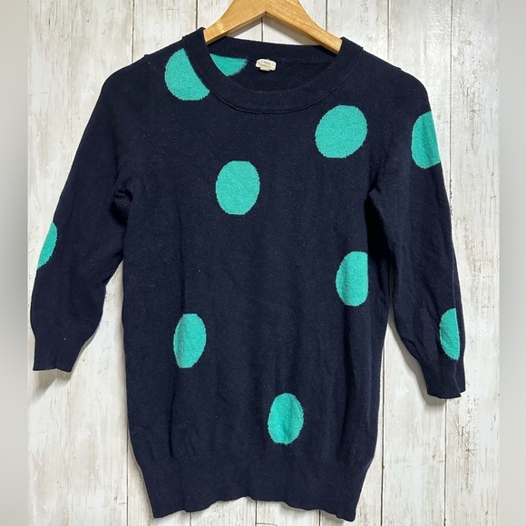 J.Crew Merino Wool Alpaca Blend Polka Dot 3/4 Sleeve Sweater Size Small - Picture 2 of 5